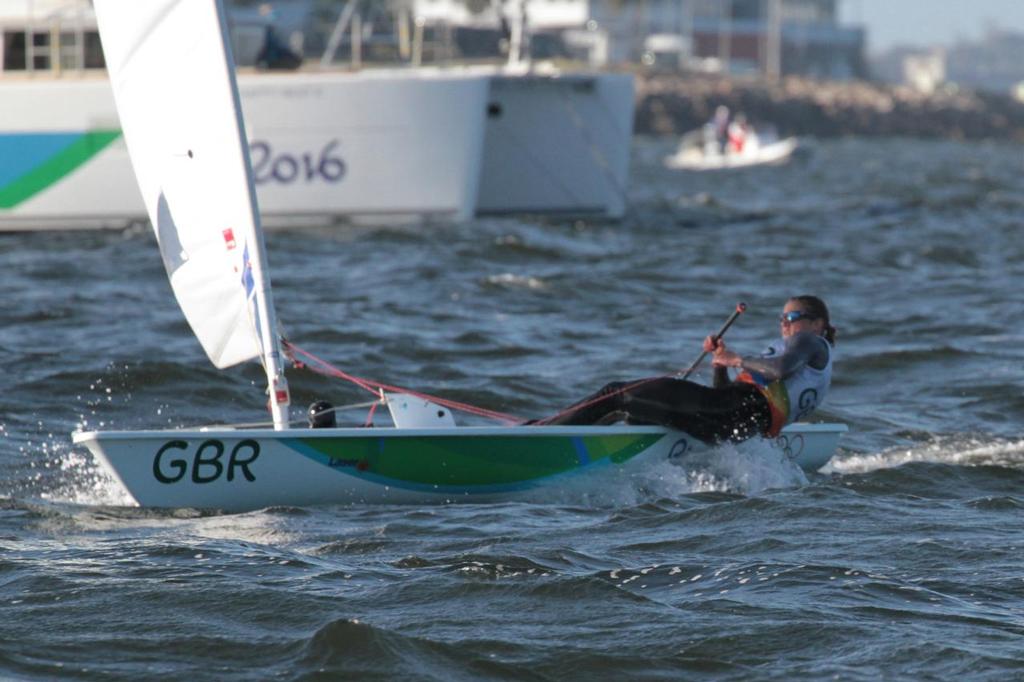 Day 6 - Laser Radial August 13, 2016. Final Qualifier. Alison Young (GBR) wins the final qualifier, as the sun fades rapidly © Richard Gladwell www.photosport.co.nz